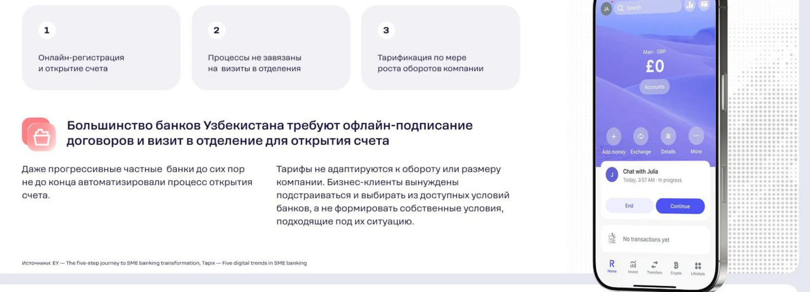 Как у лидеров: Revolut Business открывает счёт полностью онлайн, без визита в отделение, и подстраивает тариф под обороты компании.